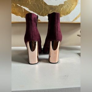 Burgundy Booties with rose gold heel